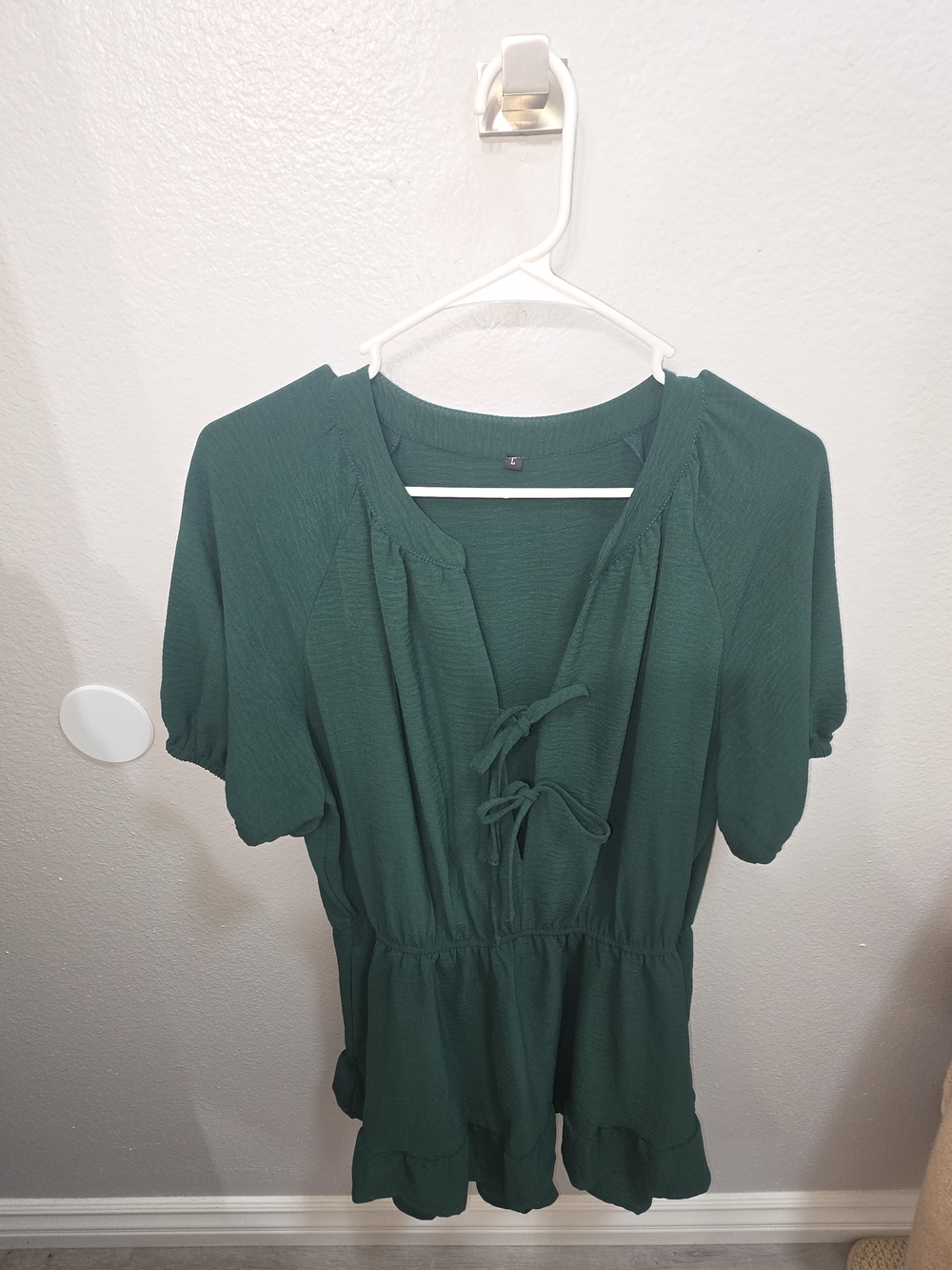 Forest Green Tie-Front Romper